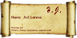 Hans Julianna névjegykártya